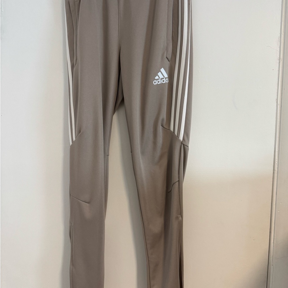 Adidas Originals Taupe Joggers with White Stripes